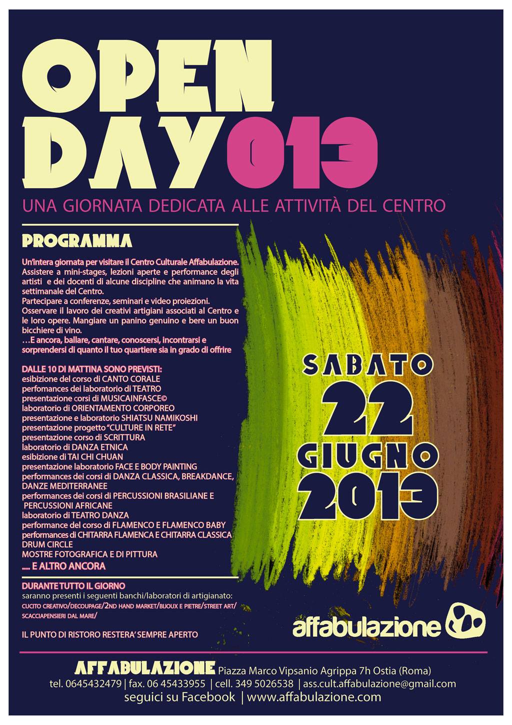 La locandina dell'Open Day 2013 di Affabulazione
