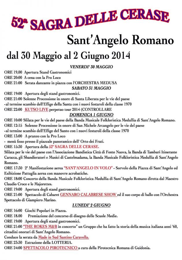 La locandina della Sagra delle Cerase 2014 di Sant'Angelo Romano