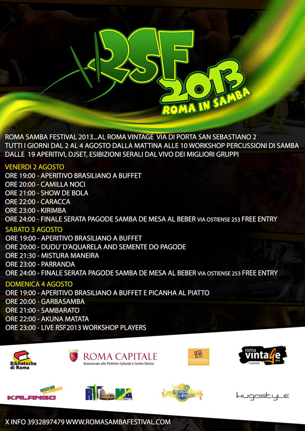 Il Programma del Roma Samba Festival 2013 2013